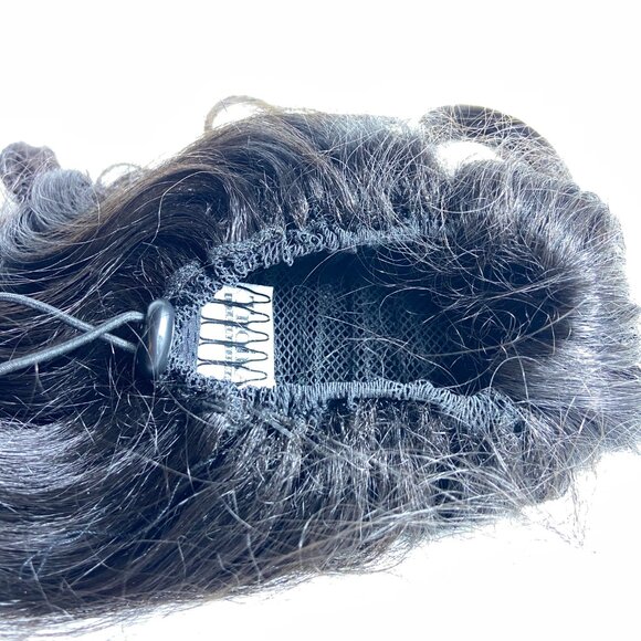 LuxeHair DRAWSTRING PONYTAIL BLACK 15" LONG (goes around your bun) - Picture 2 of 6